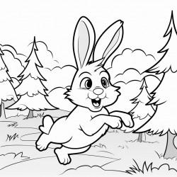 a rabbit running in the forest