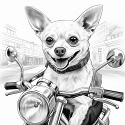 realistic chihuahua on a moped