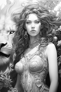 imaginary mermaid and lion