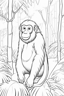 a monkey in a wild forest background