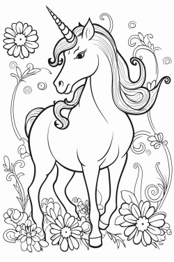 unicorn bermain di taman bersama kupu kupu