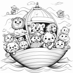 beach fantasy animals lions tigers pandas elephant canoe in middle of water tornado