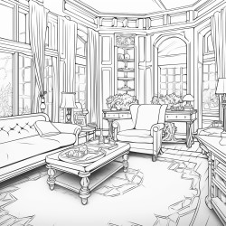 art neuveau style livingroom interrior