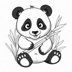 sweet baby panda with chubby cheeks and a bamboo shoot