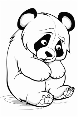 panda bear scratching his head while running