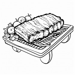a slab of ribs on a grill