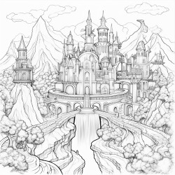 fantasy world coloring book enchanting black and white outlines and beautiful the dimensions are 85x11 no color