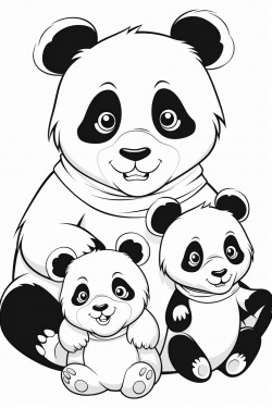 cute and funny panda and its family