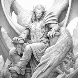 angel riding a big dragon