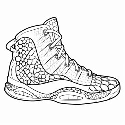 a basketball shoe featuring a snake skin pattern and a scaly texture