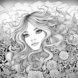 girl in a meadow whimsical