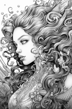 women stone mermaid