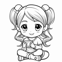 little girl with pigtails watching movies on a phone