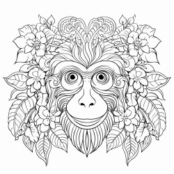 adult coloring book design monkey