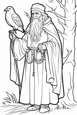 druid men birds wood
