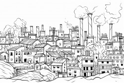 a city with wealth high employment traffic pollution and overcrowding