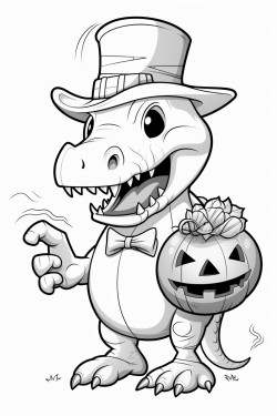 dinosaurio con disfraz de halloween