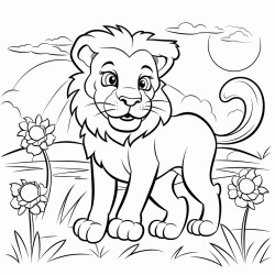 lion dans la savanne