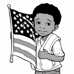 a black boy hugging the united states of america flag