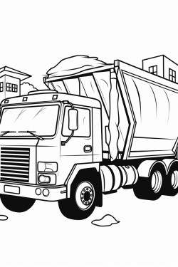 garbage truck picking up a single trash can