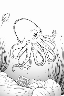 underwater adventure  fishcoral reefsand a playful octopus