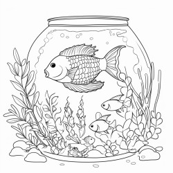 fish in tank for adults colouring in book