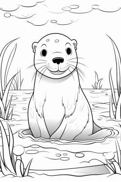 otter swimming in a lake