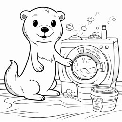 otter doing laundrykawaii