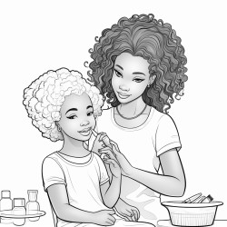 black mom doing little girls hair