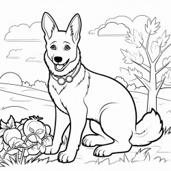 a dog of bread german shepherd in the garden