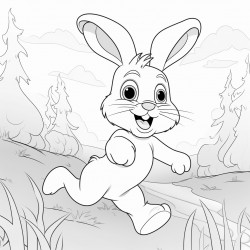 a rabbit running in the forest