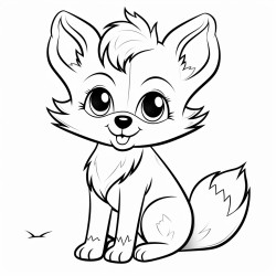 netural painting of cute fox coloring page for kids