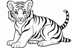 faz um desenho de um tigre e um garotinho do lado do tigre