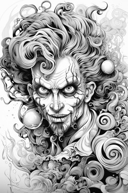 disform horror clown with spiral eye