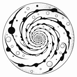 a simple spiral galaxy that a kid could colour in with stars and nebulosity