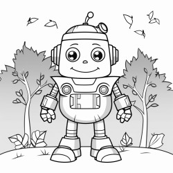 robot in autumn simple