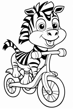 a zebra riding a bike with helping weals