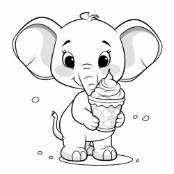 a cute elephant  eating ice cream