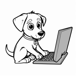dog using a computer