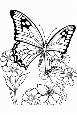 a colorful butterfly fluttering among vibrant flowers