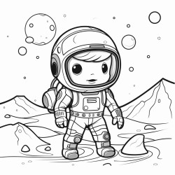generate cute images for the coloring book on adventure through space