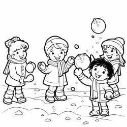 many children throwing snow balls