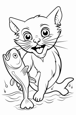 cat holding fish in its mouth