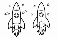 simple rocket ship and astronaut