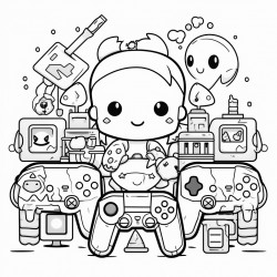 kawaii style gamer theme