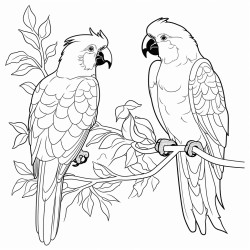 macaw parrot with sun conure friends