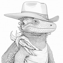 bearded dragon with a cowboy hat