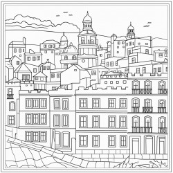 create a coloring page of lisbon city