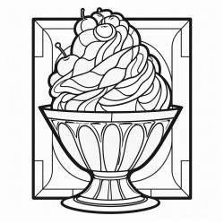 an ice cream sundae in a stained glass style