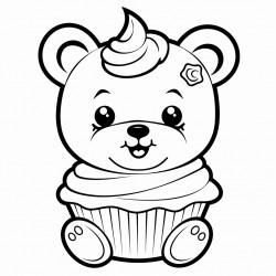 square classic cupcake with candy bear decoration